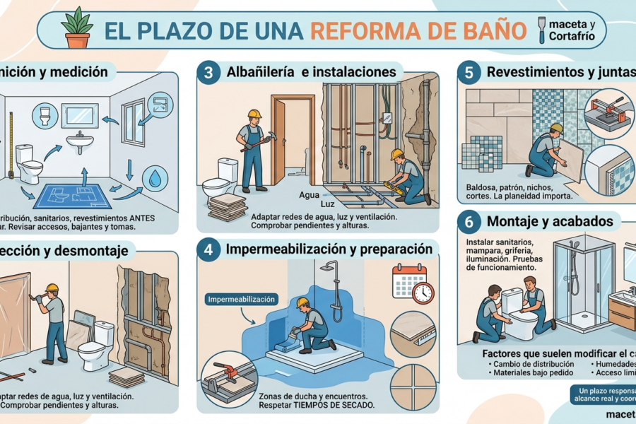 Reforma de baño en Madrid: cuánto tarda y qué fases tiene